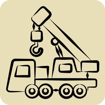 Icon Crane. related to Construction Vehicles symbol. hand drawn style. simple design editable. simple illustration vector