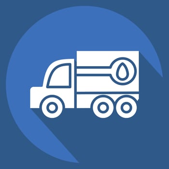 Icon Fuel Truck. related to Construction Vehicles symbol. long shadow style. simple design editable. simple illustration vector