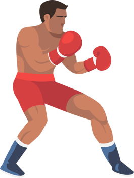 Boxer Cartoon Illustration. Boxing, Sport, Fight, Flat Design. png