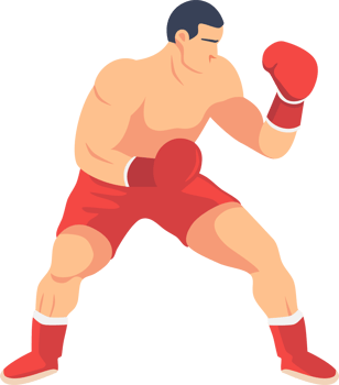 Boxer Cartoon Illustration. Boxing, Sport, Fight, Flat Design. png