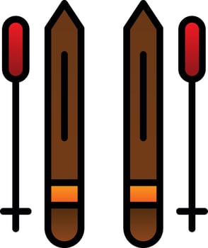 Ski poles Vector Icon Design
