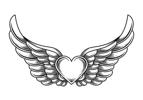 heart with wings vector