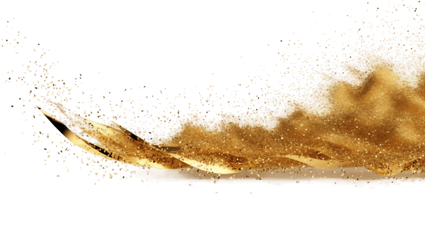 Golden stars dust trail sparkling particles, png