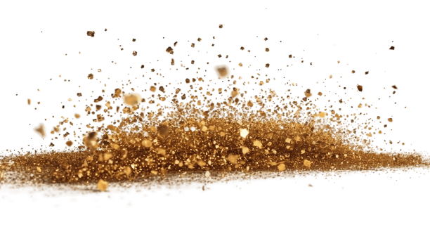 Golden stars dust trail sparkling particles, png