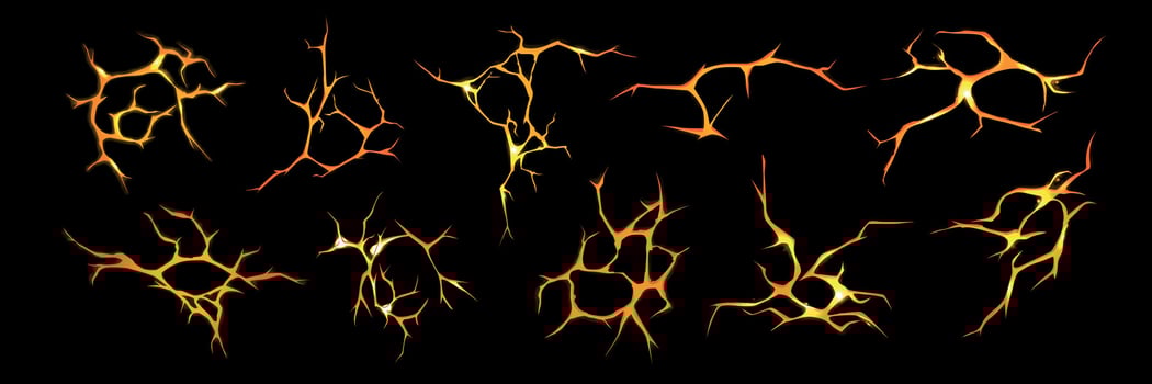 Volcanic Ground Cracks Set vector