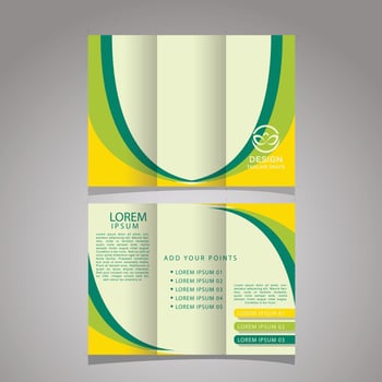 Business trifold template with creative shapes vector
