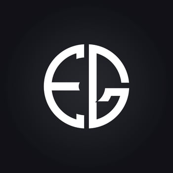 A white logo with a white background that says a white letter EG. vector