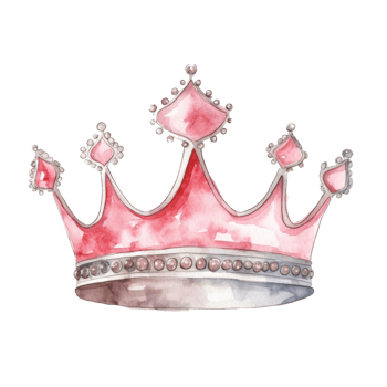 Watercolor pink princess crown isolated. Illustration png