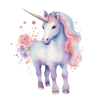 Cute watercolor unicorn. Illustration png