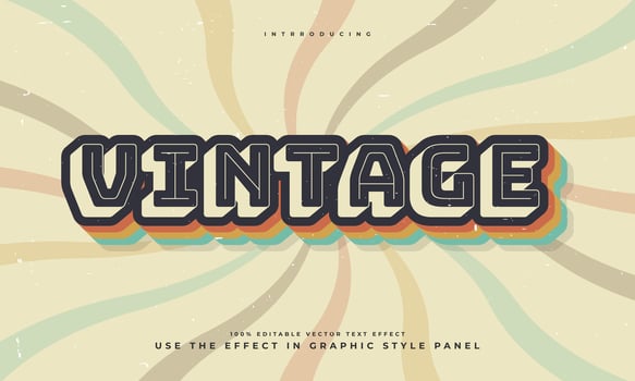 vintage retro grunge texture style editable colorful rainbow vector text effect alphabet font typography