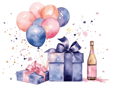 Birthday Watercolor Background. Illustration png