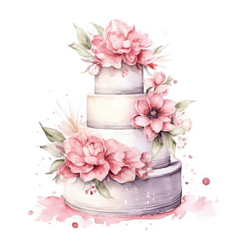 Watercolor Wedding Cake. Illustration png