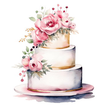 Watercolor Wedding Cake. Illustration png