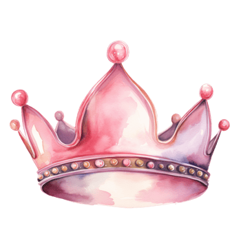 Watercolor pink princess crown isolated. Illustration png