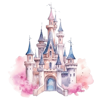 Cute watercolor princess castle. Illustration png