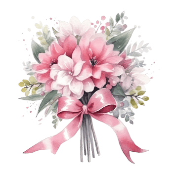Cute watercolor wedding bouquet isolated. Illustration png