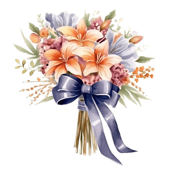 Cute watercolor wedding bouquet isolated. Illustration png