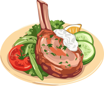 Grilled lamb chop art illustration, greek cuisine, png