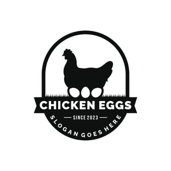 Chicken eggs farm logo design vector