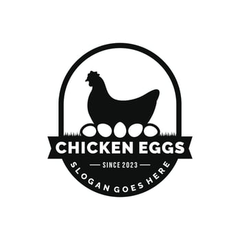 Chicken eggs farm logo design vector