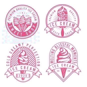 Set of vintage ice cream shop logo. Ice cream labels and badges collections. vector