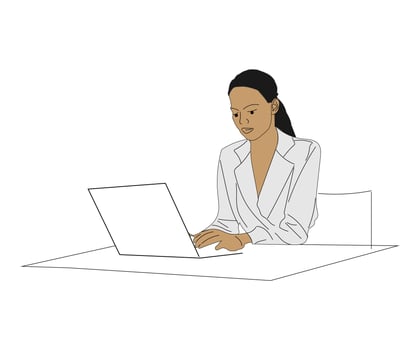 Working girls flat illustration portrait vector