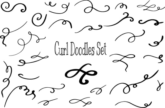 Curl Hand Drawn Doodle Set vector