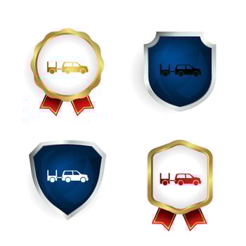 Abstract Car With Trailer Badge and Label Collection vector
