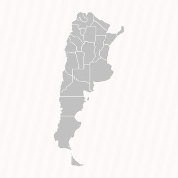 Detailed Map of Argentina With States and Cities vector