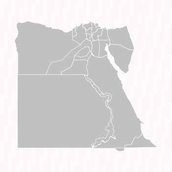 Detailed Map of Egypt With States and Cities vector
