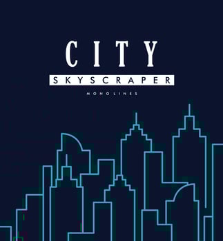 City skyscraper monoline background illustration vector, building, neon, simple, gift card, layout, template, clip art printable vector