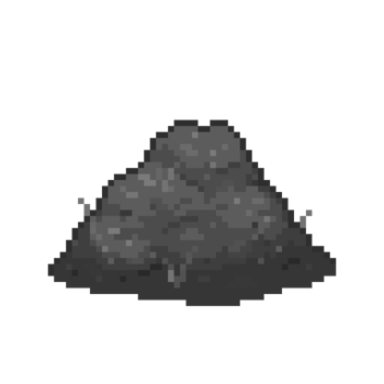 An 8-bit retro-styled pixel-art illustration of a dirty pile of gray ash. png