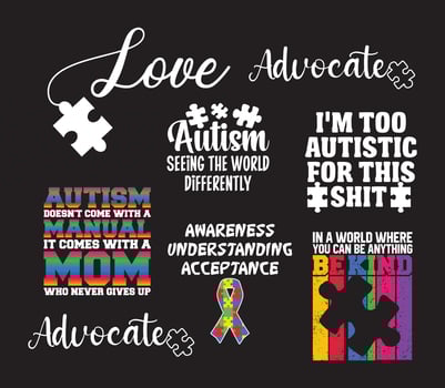 Autism T shirt Design Bundle, Vector Autism T shirt  design, Autism shirt,  Autism typography T shirt design Collection