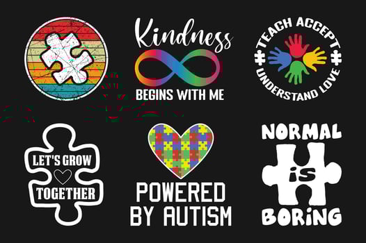 Autism T shirt Design Bundle, Vector Autism T shirt  design, Autism shirt,  Autism typography T shirt design Collection
