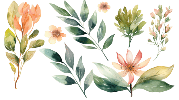 Watercolor Drawing Blossom Clementine Flowers, Leaves Decorated Background. png