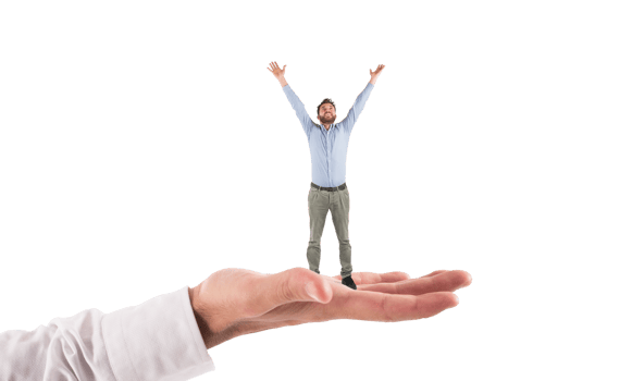 Isolated big hand holds a successful  businessman png