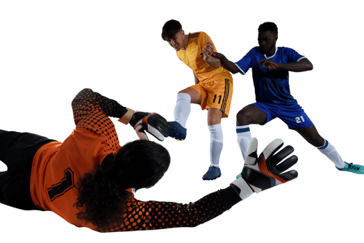 Isolated scene of  goalkeeper that catches the ball during a football game png