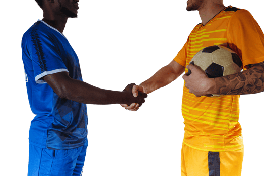 Isolated scene of soccer players handshake before the football match png