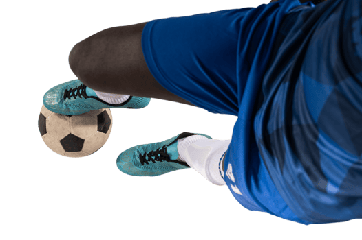 Football  player plays with soccerball in a match png