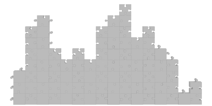 3d rendering of a wall made of puzzles png