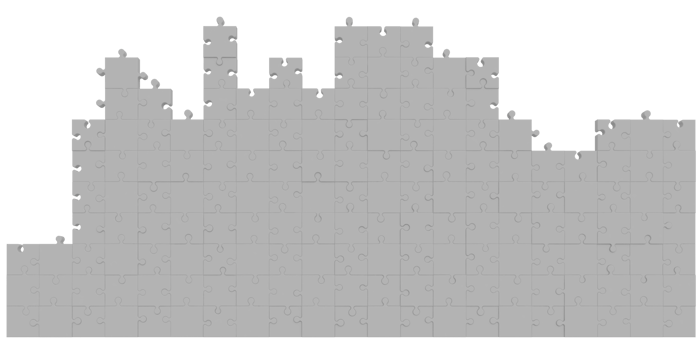 3d rendering of a wall made of puzzles png