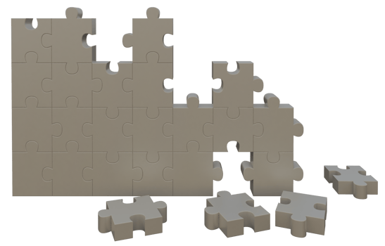 3d rendering of a wall made of puzzles png