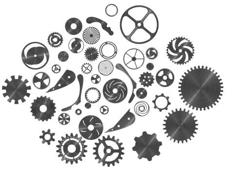 Pieces of gears. teamwork, partnership and integration concept. 3d rendering png