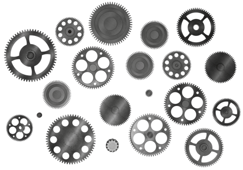 Pieces of gears. teamwork, partnership and integration concept. 3d rendering png