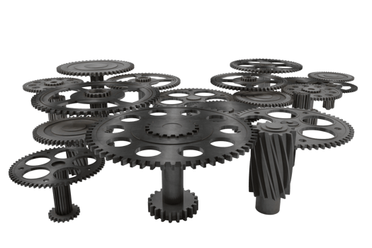 Pieces of gears. teamwork, partnership and integration concept. 3d rendering png