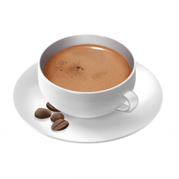 cup of coffee with beans on a saucer png