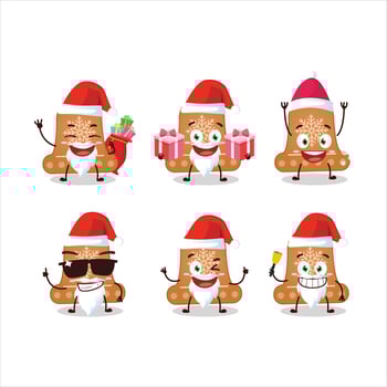 Santa Claus emoticons with bell cookie cartoon character vector