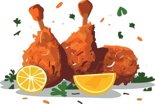 set of hot and crispy chicken leg pieces illustration, set of fried chicken pieces illustration vector