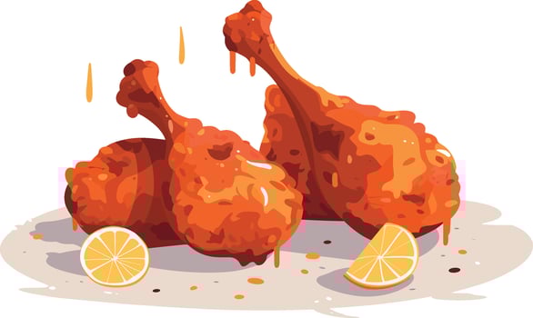 set of hot and crispy chicken leg pieces illustration, set of fried chicken pieces illustration vector