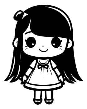 cute smiling chibi girl vector